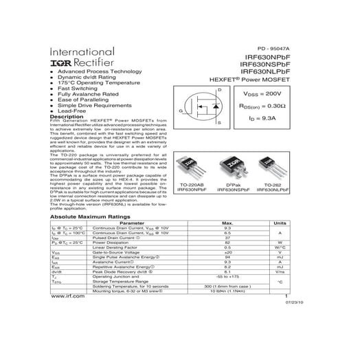 IRF630 MOSFET Pinout, Datasheet, Specs Equivalents, 58% OFF