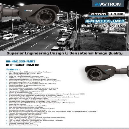 Avtron Ir ip dome camera aa hm1329-fmr3 | PDF
