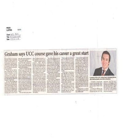 BIS Graduate Graham Healy (Irish Examiner Profile)