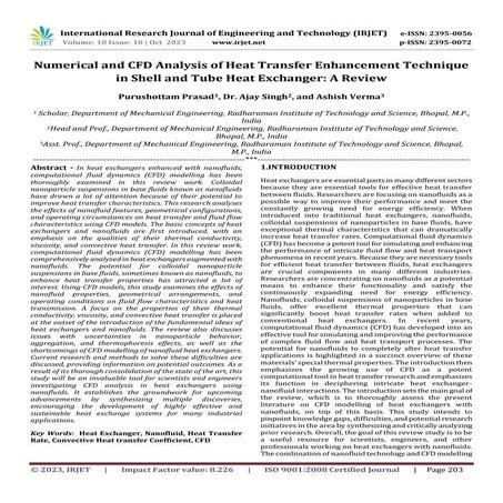 Advancements in CFD Analysis of Shell and Tube Heat Exchangers with ...