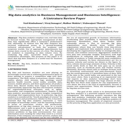 Big data analytics in Business Management and Businesss Intelligence: A Lietr...