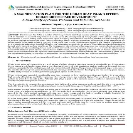 A MAGNIFICATION PLAN FOR THE URBAN HEAT ISLAND EFFECT: URBAN GREEN SPACE DEVE...