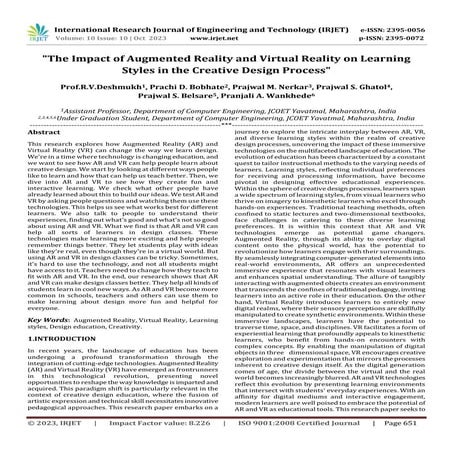 "The Impact of Augmented Reality and Virtual Reality on Learning Styles in th...