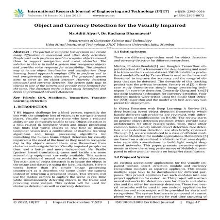 Object and Currency Detection for the Visually Impaired