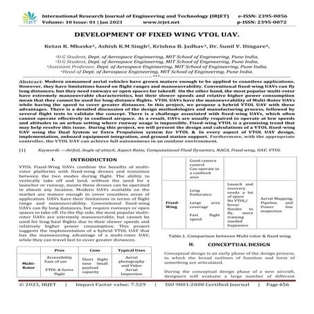 DEVELOPMENT OF FIXED WING VTOL UAV.