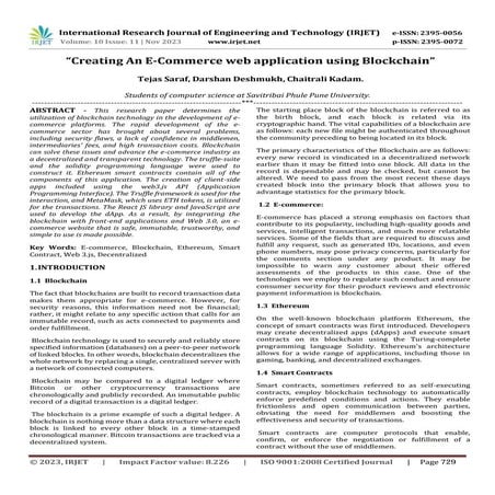 Creating An E-Commerce web application using Blockchain