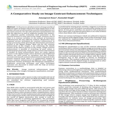 A Comparative Study on Image Contrast Enhancement Techniques