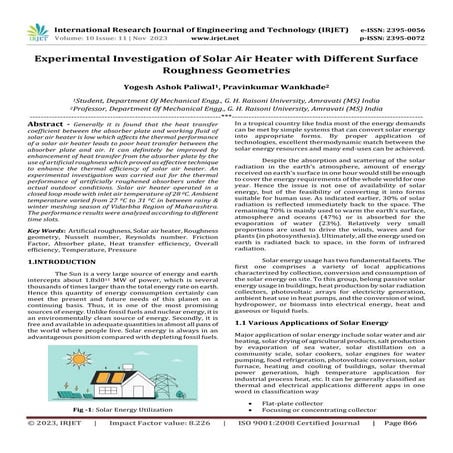 Experimental Investigation of Solar Air Heater with Different Surface ...