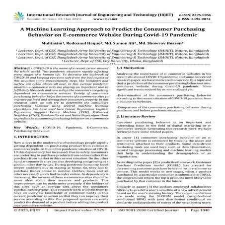 A Machine Learning Approach to Predict the Consumer Purchasing Behavior on E-...