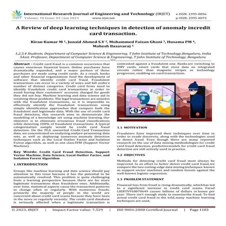 A Review of deep learning techniques in detection of anomaly incredit card tr...
