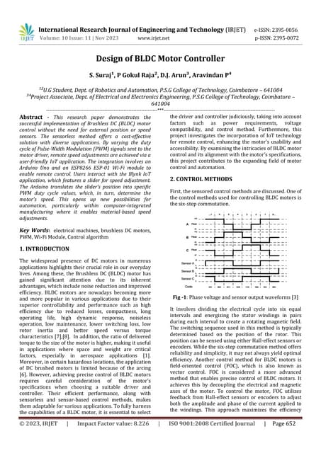 Sensorless Speed Control of Brushless DC Motor by MATLAB | PDF