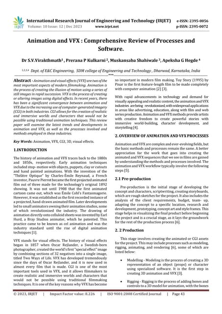 Animation and VFX : Comprehensive Review of Processes and Software.