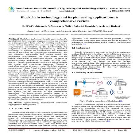 Blockchain technology and its pioneering applications: A comprehensive review