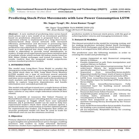 Predicting Stock Price Movements with Low Power Consumption LSTM