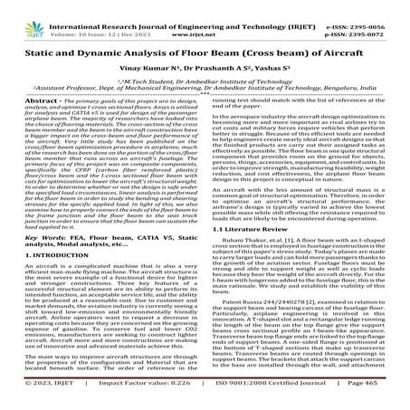 Static and Dynamic Analysis of Floor Beam (Cross beam) of Aircraft | PDF