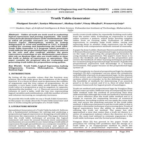 Truth Table Generator | PDF