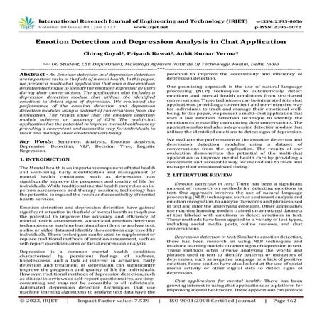 Emotion Detection and Depression Analysis in Chat Application