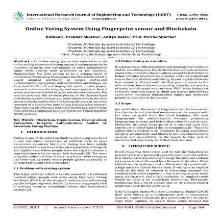 Online Voting System Using Fingerprint sensor and Blockchain