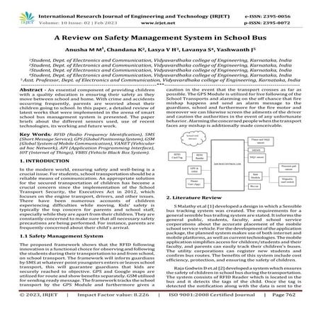 A Review on Safety Management System in School Bus