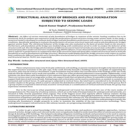 STRUCTURAL ANALYSIS OF BRIDGES AND PILE FOUNDATION SUBJECTED TO SEISMIC ...