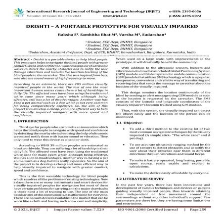 DRISHTI – A PORTABLE PROTOTYPE FOR VISUALLY IMPAIRED