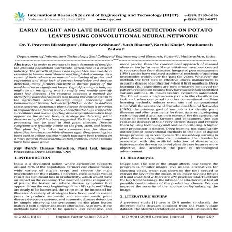 EARLY BLIGHT AND LATE BLIGHT DISEASE DETECTION ON POTATO LEAVES USING CONVOLU...