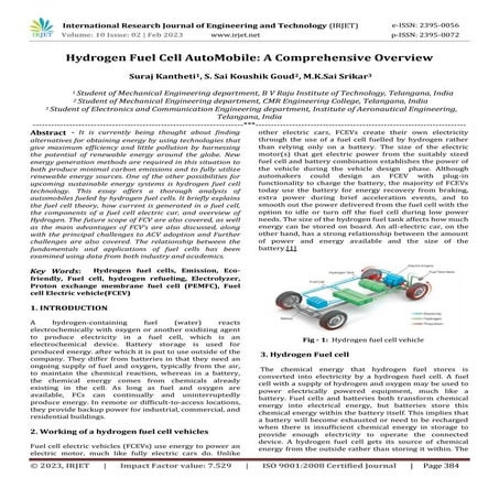 Hydrogen Fuel Cell AutoMobile: A Comprehensive Overview
