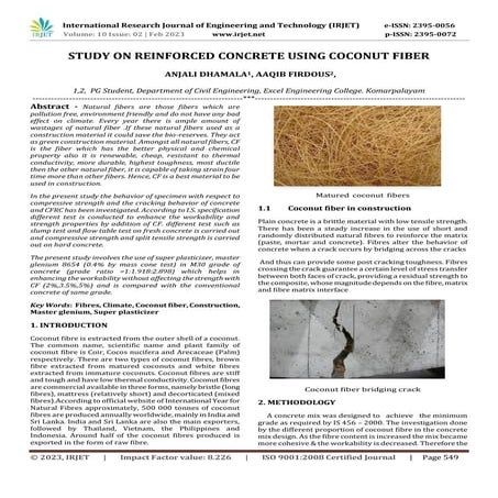 STUDY ON REINFORCED CONCRETE USING COCONUT FIBER