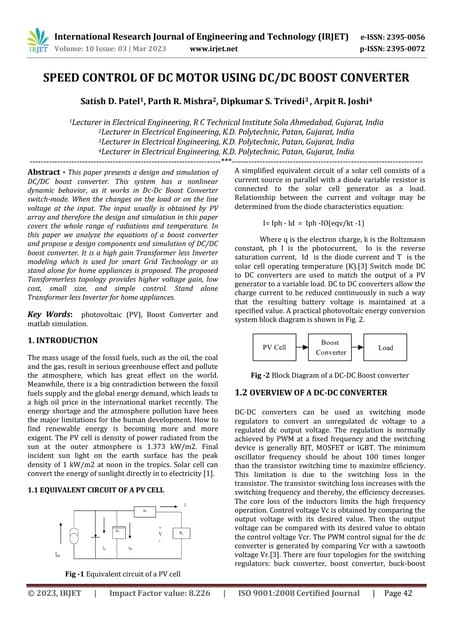 SPEED CONTROL OF SEPARATELY EXCITED DC MOTOR USING POWER ELECTRONIC ...