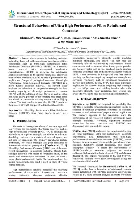 Structural Behaviour Of Ultra High Performance Fibre Reinforced Structural Behaviour Of Ultra High Performance Fibre Reinforced