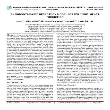 AN XGBOOST-BASED REGRESSION MODEL FOR WILDFIRE IMPACT PREDICTION | PDF