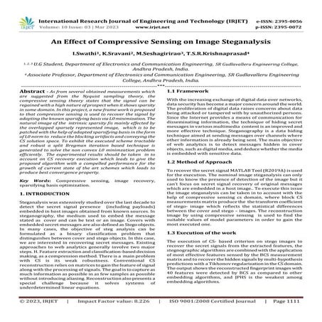 An Effect of Compressive Sensing on Image Steganalysis