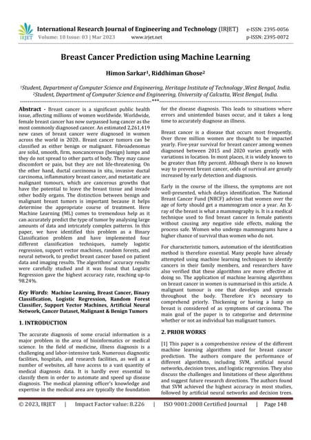 Breast Cancer Prediction using Machine Learning