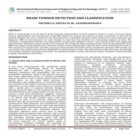 BRAIN TUMOUR DETECTION AND CLASSIFICATION