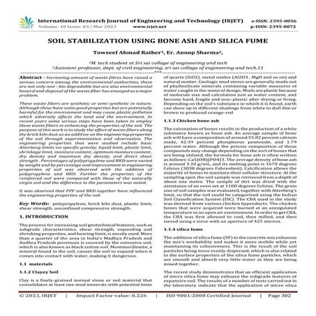 SOIL STABILIZATION USING BONE ASH AND SILICA FUME