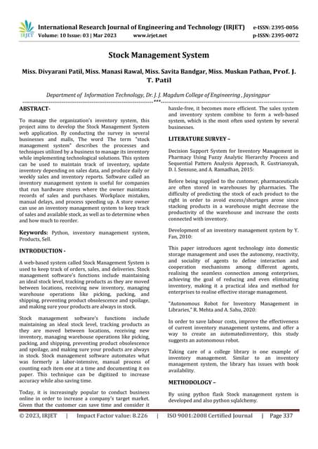 Stationary Store Management System | PPTX