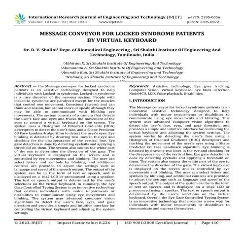 Eye-Blink Detection System for Virtual Keyboard | PDF