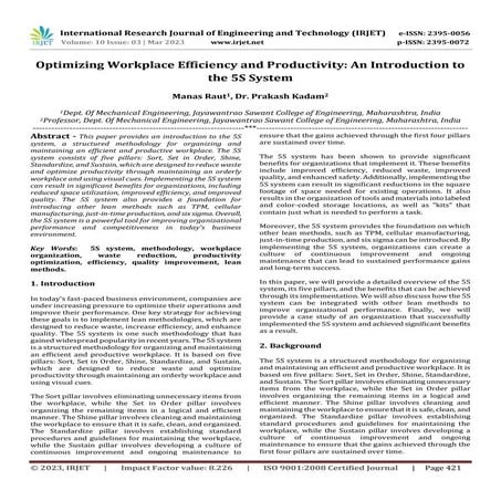 Optimizing Workplace Efficiency and Productivity: An Introduction to the 5S S...