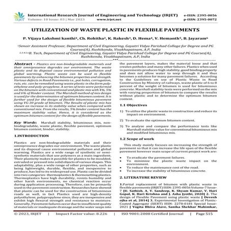 Study of Plastic Waste Mix Bitumen | PDF
