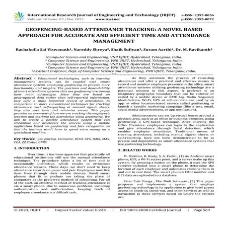 GEOFENCING-BASED ATTENDANCE TRACKING: A NOVEL BASED APPROACH FOR ACCURATE AND...