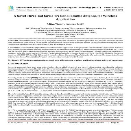 A Novel Three-Cut Circle Tri-Band Flexible Antenna for Wireless Application
