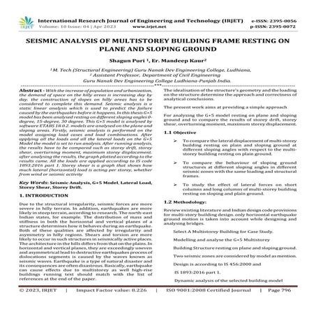 SEISMIC ANALYSIS OF BUILDING RESTING ON SLOPING GROUND | PDF