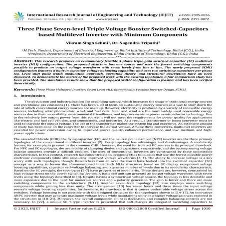Three Phase Seven-level Triple Voltage Booster Switched-Capacitors based Mult...