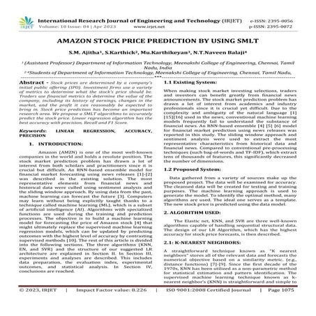 AMAZON STOCK PRICE PREDICTION BY USING SMLT