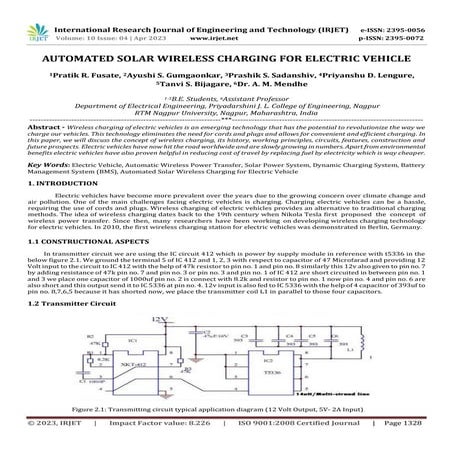 AUTOMATED SOLAR WIRELESS CHARGING FOR ELECTRIC VEHICLE