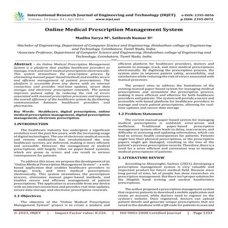 Online Medical Prescription Management System