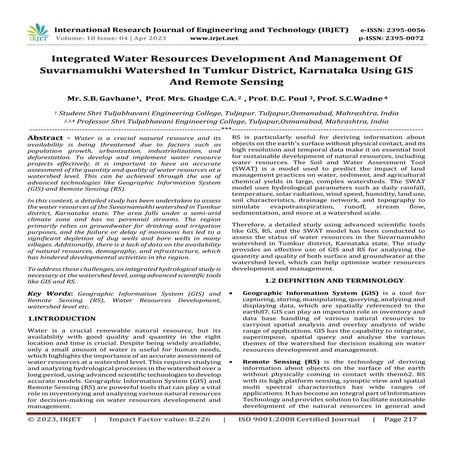 Integrated Water Resources Development And Management Of Suvarnamukhi Watersh...