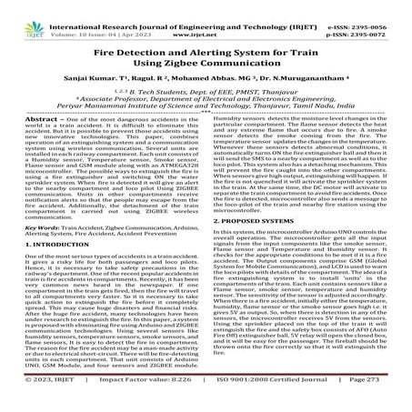 Fire Detection and Alerting System for Train Using Zigbee Communication