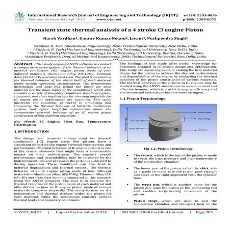 A Finite Element Thermo-Mechanical Stress Analysis of IC Engine Piston ...