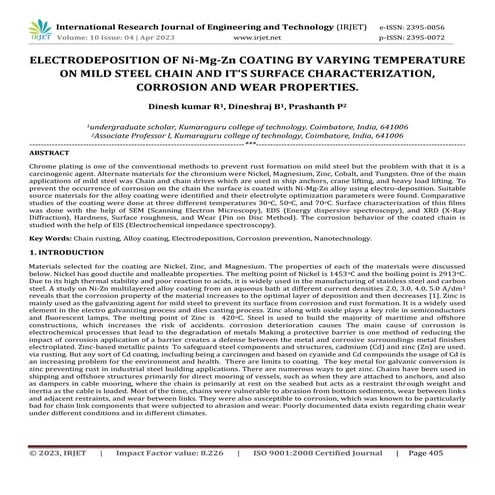 ELECTRODEPOSITION OF Ni-Mg-Zn COATING BY VARYING TEMPERATURE ON MILD STEEL CH...